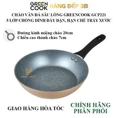 Chảo sâu lòng vân đá Green Cook 20cm GCP221-20IH