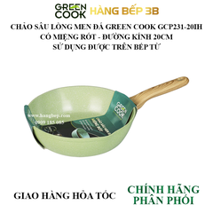 Chảo sâu lòng men đá Green Cook 20cm GCP231-20IH có miệng rót
