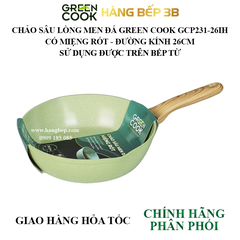 Chảo sâu lòng men đá Green Cook 26cm GCP231-26IH có miệng rót
