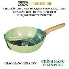 Chảo sâu lòng men đá Green Cook 28cm GCP231-28IH có miệng rót