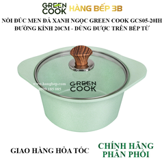 Nồi đúc men đá xanh ngọc Green Cook 20cm GCS05-20IH