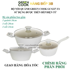 Bộ 3 nồi chống dính Green Cook GCS229-T1