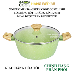 Nồi men đá miệng rót Green Cook 20cm GCS231-20IH