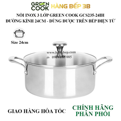 Nồi inox 3 lớp Green Cook 24cm GCS235-24IH