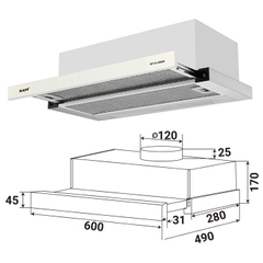 Máy hút mùi âm tủ Kaff KF-TL1006W