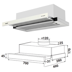Máy hút mùi âm tủ Kaff KF-TL1007W
