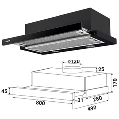 Máy hút mùi âm tủ Kaff KF-TL1008B