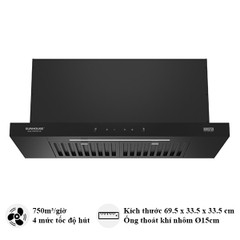 Máy hút mùi âm tủ Sunhouse SHB72055-SG (có than hoạt tính)
