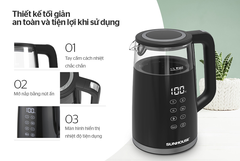 Bình đun siêu tốc thủy tinh Sunhouse SHD1333 - 1.7 lít