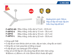 Quạt trần 3 cánh Panasonic F-60MZ2 màu đen