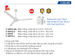 Quạt trần 3 cánh Panasonic F-60FV2