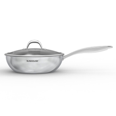 Chảo inox liền đáy Hybrid Sunhouse Healthy 28cm IN28M8VK (có nắp)