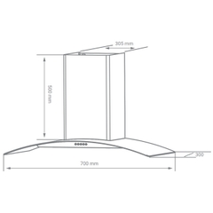 Máy hút mùi kính cong Kocher K-8872I (70cm)