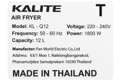 Nồi chiên không dầu Kalite 12 lít KL-1200