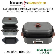 Lẩu điện phủ gốm Ceramic 2 trong 1 Kuvings KMG-200B [4.0L]