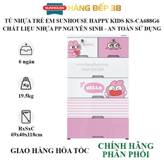 Tủ nhựa trẻ em 6 ngăn Happy Kids Sunhouse KS-CA688G6