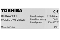 Máy rửa chén mini Toshiba DWS-22AVN K 730W