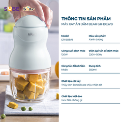 Máy xay ăm dặm Bear 0.3 lít GR-B03V8 (màu xanh)