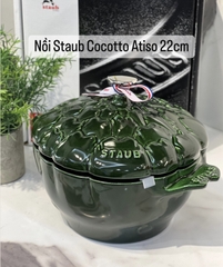 Nồi gang atisô Staub Cocotte 22cm - màu xanh basil