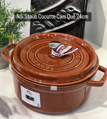 Nồi gang Staub Cocotte 24cm - màu cam quế