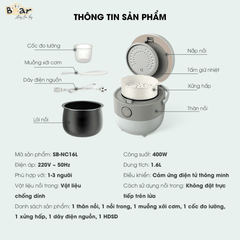 Nồi cơm điện Bear 1.6 lít SB-NC16L