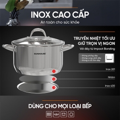 Nồi inox 3 đáy Sunhouse 32cm SHG301-32