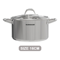 Nồi inox 304 đáy liền Sunhouse 16cm SHG706-16