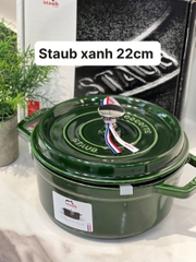Nồi gang Staub Cocotte 22cm - màu xanh basil