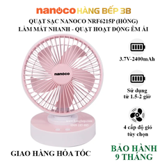 Quạt sạc điện Nanoco NRF6215P màu hồng
