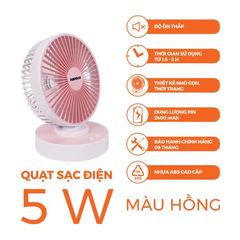 Quạt sạc điện Nanoco NRF6215P màu hồng