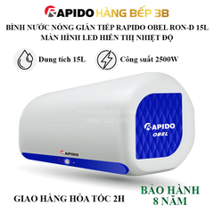 Máy nước nóng gián tiếp Rapido Obel RON-D 15 lít