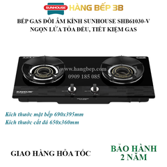 Bếp gas âm kính Sunhouse SHB61030-V
