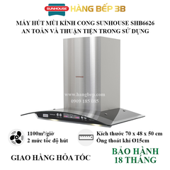 Máy hút mùi kính cong Sunhouse SHB6626