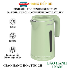 Bình đun siêu tốc 2 lớp Sunhouse 1.8 lít SHD1353 - Chống nóng