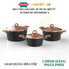 Bộ nồi chống dính ceramic đáy từ Sunhouse SHG2003MCA