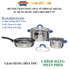 Bộ nồi chảo Sunhouse SHG362