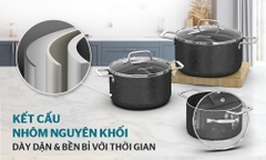 Bộ nồi siêu bền đá đáy từ Sunhouse SHG7878MB