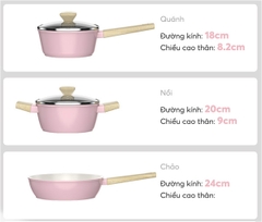 Bộ nồi chảo chống dính Nano Ceramic Sunhouse Healthy SHG7979MP3