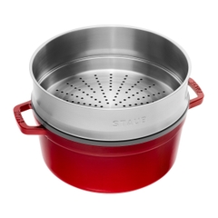 Nồi gang STAUB tròn kèm xửng hấp