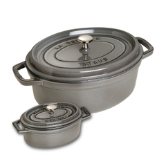 Nồi gang oval STAUB màu xám