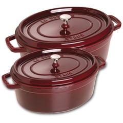 Nồi gang oval STAUB màu đỏ lựu