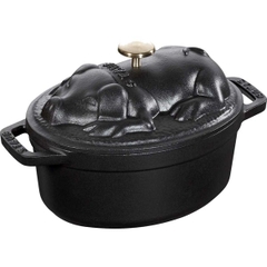 Staub – Nồi nắp hình con heo màu đen – 17cm - OPEN BOX