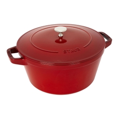 Staub - Bộ nồi gang tròn màu đỏ cherry - 4 món
