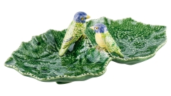 Bordallo - Leaves - Đĩa lá đôi (sẻ xanh) - 34cm