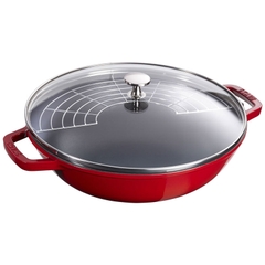 Chảo wok STAUB màu đỏ cherry - 29cm - 4.25L