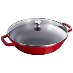 Chảo wok STAUB màu đỏ cherry - 29cm - 4.25L