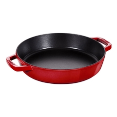 Chảo gang hai quai STAUB màu đỏ cherry - 33cm