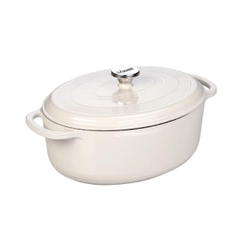 Lodge - Nồi gang oval tráng men màu trắng