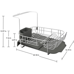 Kệ chén đĩa bằng thép không gỉ KitchenAid Expandable - Màu xám