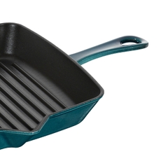 Staub - Chảo gang nướng vuông có tay cầm màu xanh ngọc - 26cm (B)